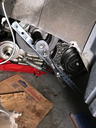 Here is how I used it to hold the crankshaft pulley still while I torqued the bolt to another 60 degrees.