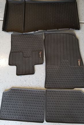 Genuine MINI All Weather Front OEM Mats part #  51-47-2-181-811  Front 2, rubber, Cooper S Logo
Genuine MINI All Weather Rear OEM Mats part #  51-47-2-181-810    Rear 2, rubber, Cooper S Logo
Genuine MINI All Weather Luggage compartment OEM Mat part #  51-47-2-182-515 Trunk, Cooper S Logo
