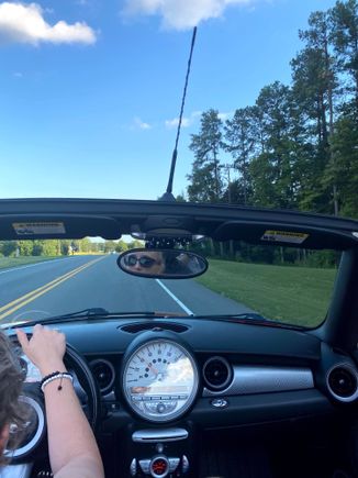 Out for a spin with the top down.