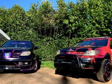 Blk -Lowered,Boosted & custom Widebody
Red - Lifted,Bully bar & custom LED bar lights
Both have mp4 video players & competition sound systems.