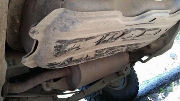 ouch...fuel tank got it...good dent