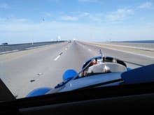 Westbound on I-10 crossing Mobile Bay, headed home from Florida.
