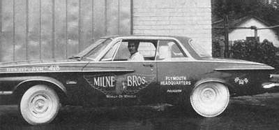 1962 Plymouth Fury Hardtop 413 Super Stock Milne Brothers Drag Car Side Bw