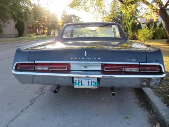 1967 Plymouth fury III back shot
