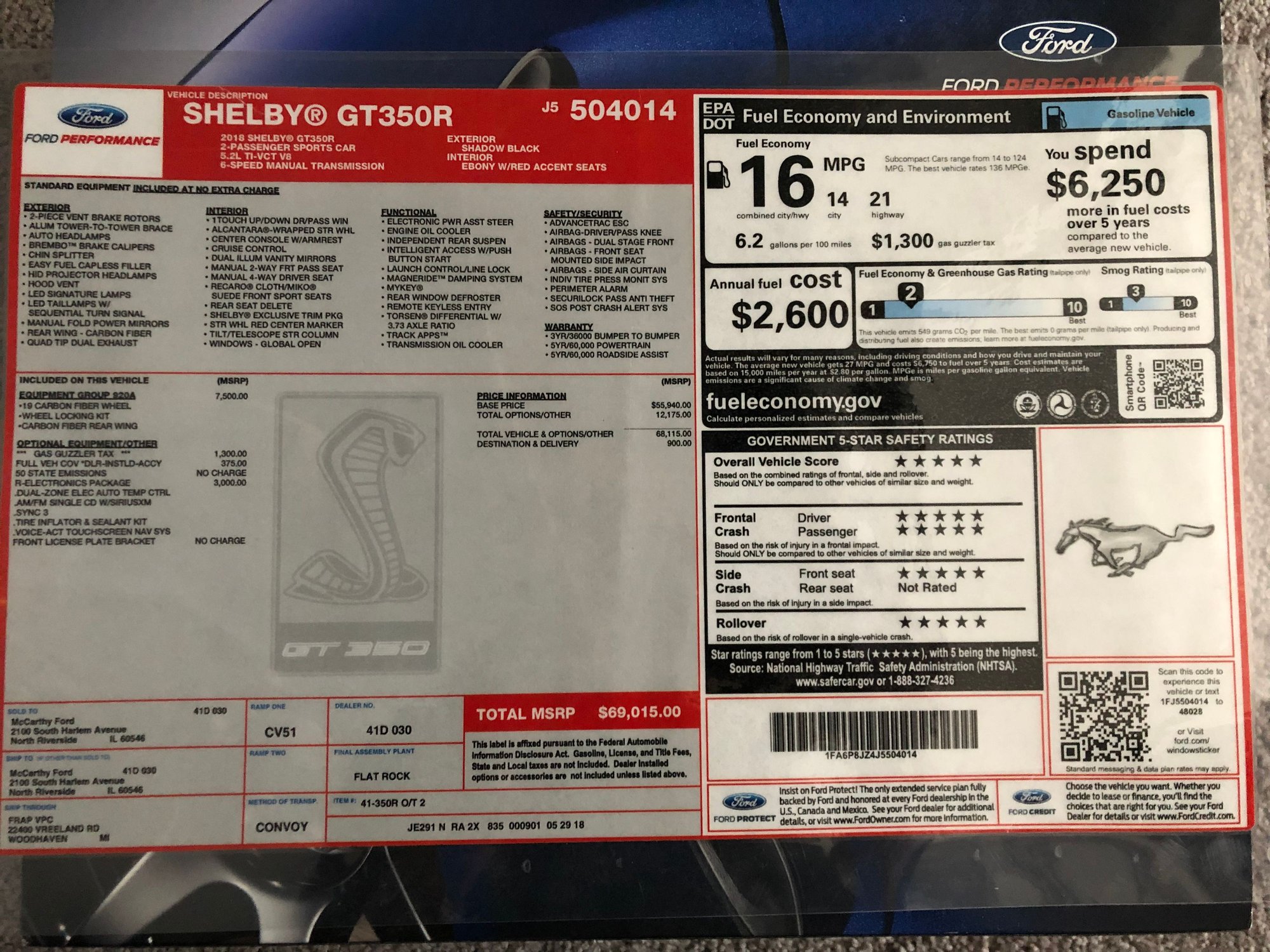 2018 Ford Mustang - Super-clean track-ready 2018 Mustang GT350R FS NY Triple Black with Marlboro Livery - Used - VIN WF0DP3TH2H4124305 - 9,800 Miles - 8 cyl - 2WD - Manual - Coupe - Black - Nyc, NY 11694, United States