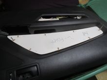 Drilling of eight pairs of holes complete, also showing two drill bits registering location of Masonite