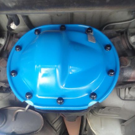 And, of course I painted the pumpkin cover blue. I also replaced my valve cover gaskets, painted the valve covers blue. Replaced my exhaust manifold gaskets, fixed my cracked right manifold and painted them blue