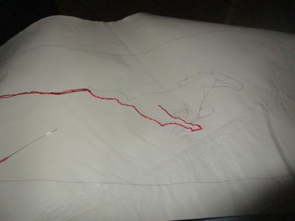 Embroidery in progress