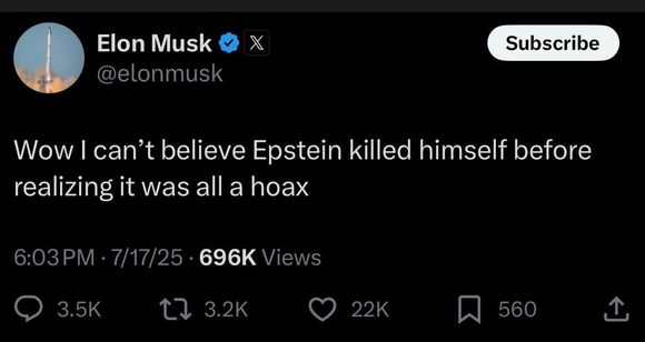 LOL!

even a broken clock is right twice a day;
so even Musky can be right once