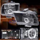 05 09 Ford Mustang Halo Projector Headlights   Black (PAIR)