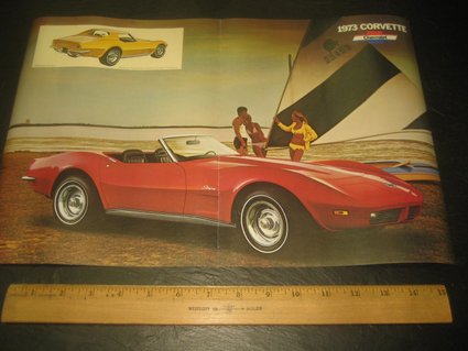 1973 Corvette Convertible 2 Sided Showroom Poster.