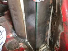 Here I have cut out the turret and folding the new metal going in.
