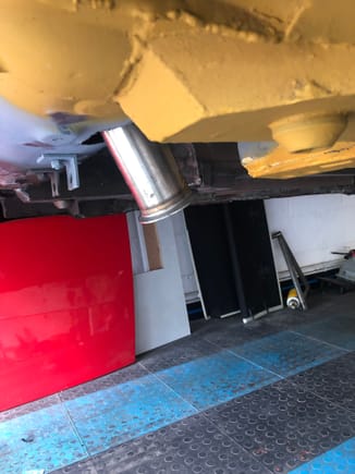 Started mocking up the exhaust going through the boot space.  The pipe won’t be pocking out that far, needs another 90. At this point it might go oval.