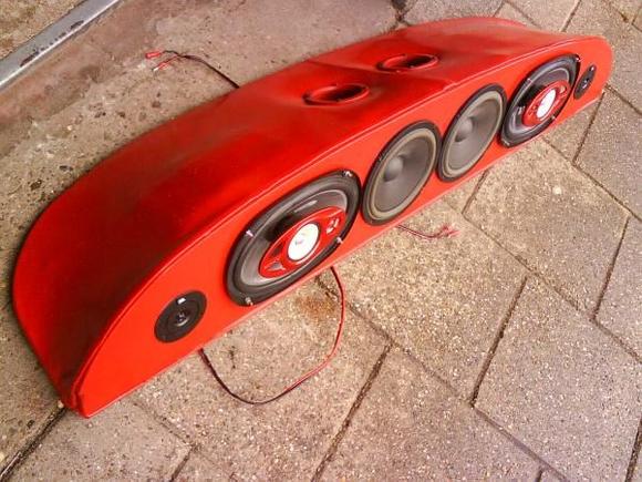 leathercovered with breathing holes, jbl tweeters &amp; woofers, sony xplod 6x9 combos. subwoofer to follow suit soon