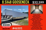 NEW 8.5X48 White Gooseneck 2 Car Hauler for Sale $32,599