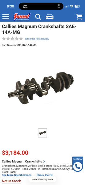 New Callie’s sbc forged crank