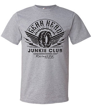 RacingJunk Gray Gearhead T-Shirt  for Sale $15 