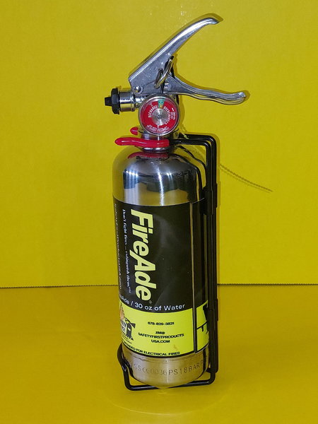 FireAde 1 Ltr Stainless Steel Extinguisher w/wall Bracket