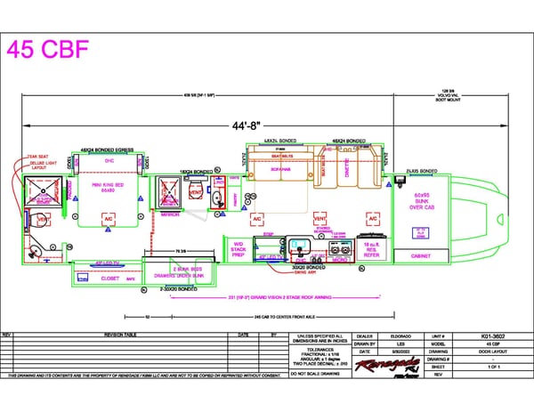 2023 Renegade 45CBF- 2 bathroom bunkhouse 