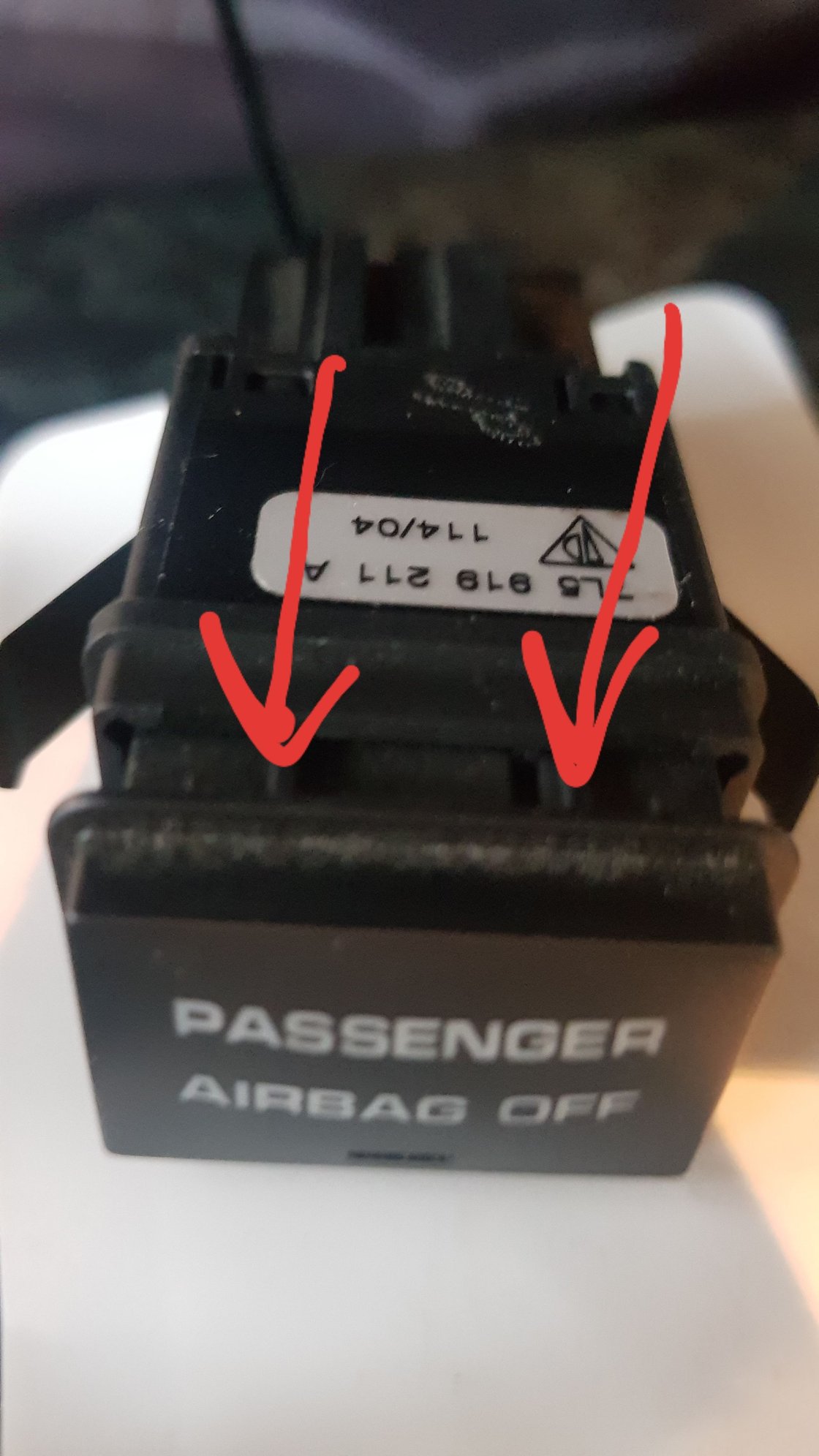 "Passenger Airbag Off" button(above stereo), is not a button/switch