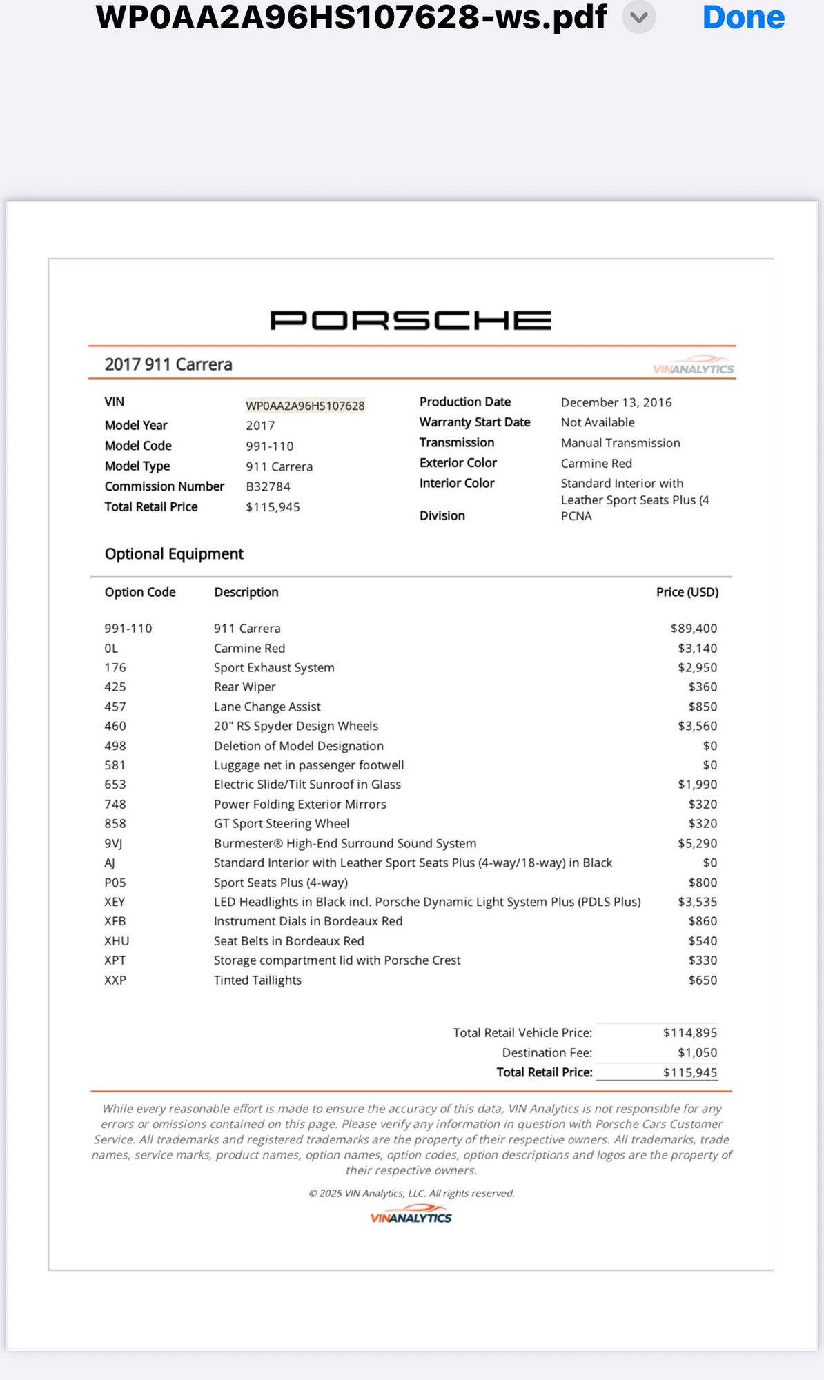 2017 Porsche 911 - 2017 Porsche 911 Carrera 7 spd 35k miles carmine red/black leather pse and burmeister - Used - VIN WPOAA2A96HS107628 - 35,000 Miles - 6 cyl - 2WD - Manual - Coupe - Red - Austin, TX 78703, United States