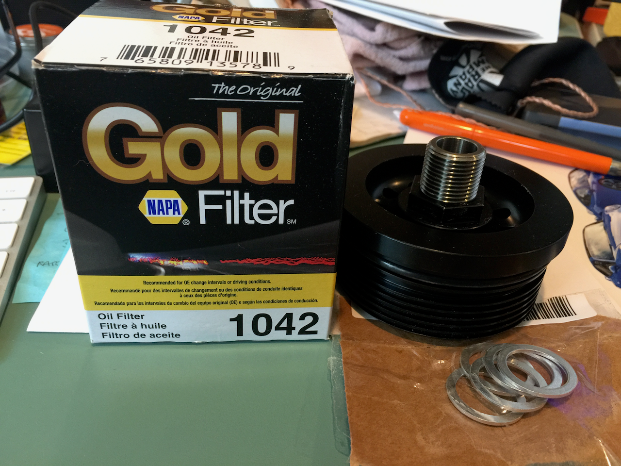 LN SpinOn Oil Filter Adapter, Crush Washers, and Replacement Oil