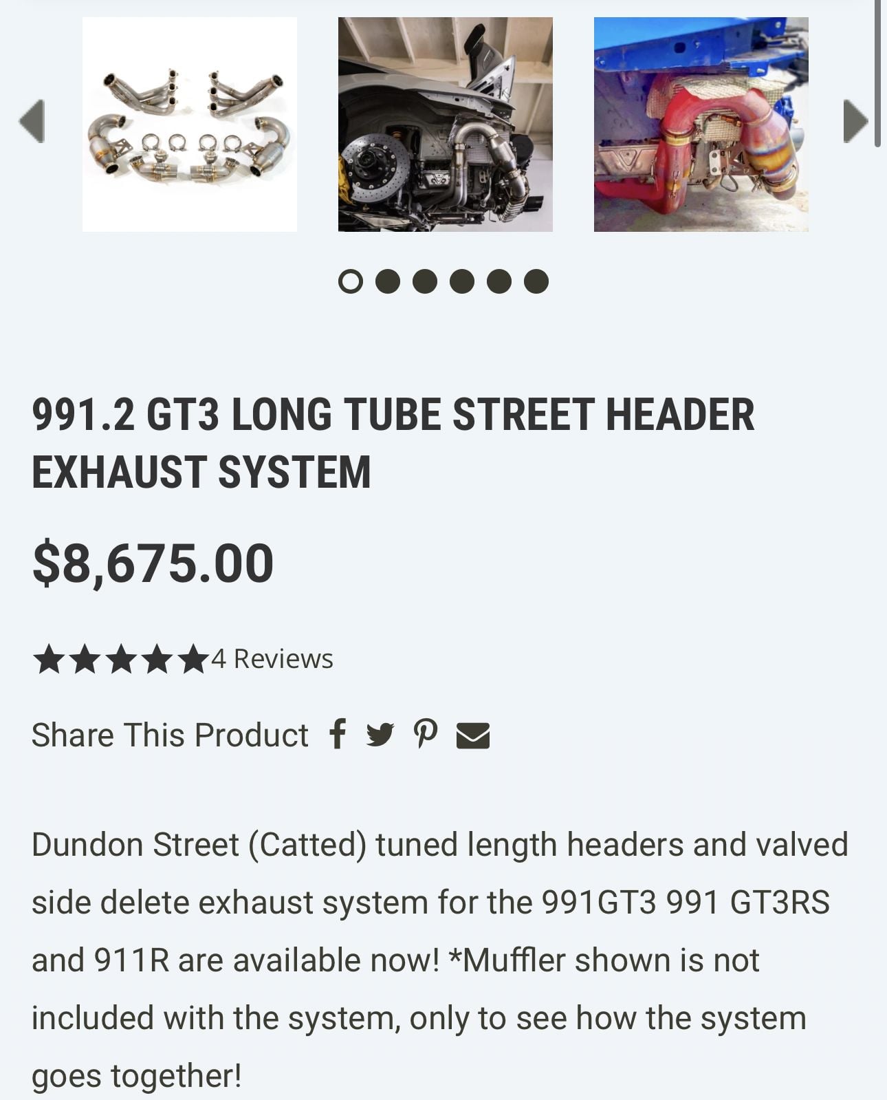 2019 Porsche GT3 - Dundon Long Tube Street Header System with Titanium Lightweight Muffler. - Engine - Exhaust - $8,000 - Gig Harbor, WA 98335, United States