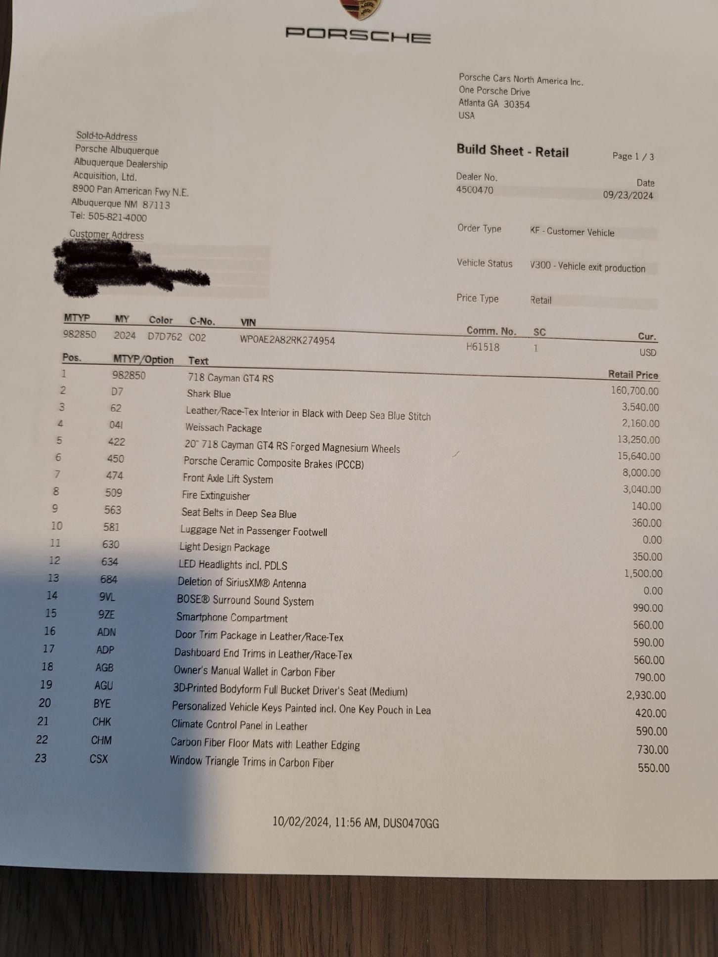 MSRP NEW 2024 718 GT4 RS at dealer! Rennlist Porsche Discussion Forums