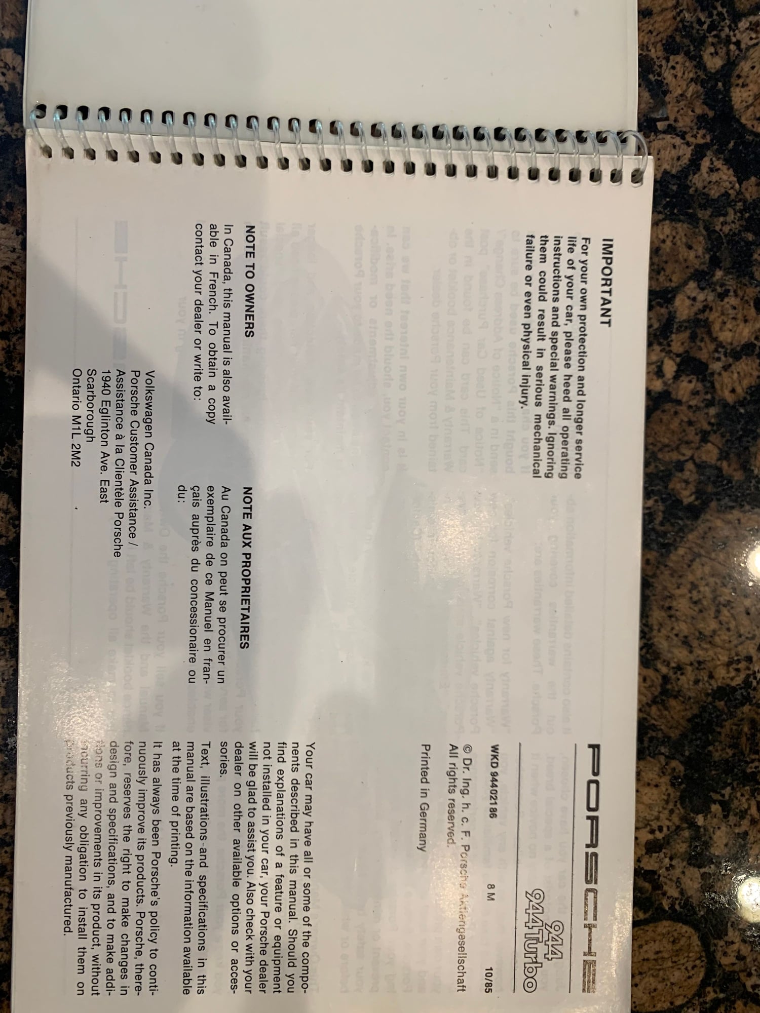 Accessories - 1986 Porsche 944 / 944 Turbo with owners manual folder - Used - 1986 Porsche 944 - Scottsdale, AZ 85259, United States