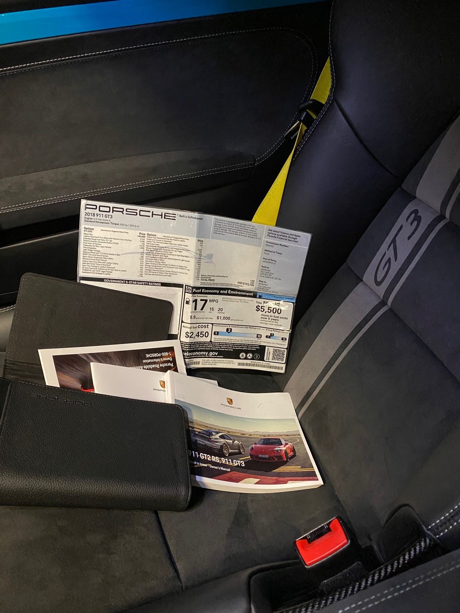 2018 Porsche GT3 - Highly Optioned Miami Blue 991.2 GT3 - Used - VIN wp0ac2a96js175833 - 4,321 Miles - 6 cyl - 2WD - Automatic - Coupe - Blue - Orlando, FL 34711, United States