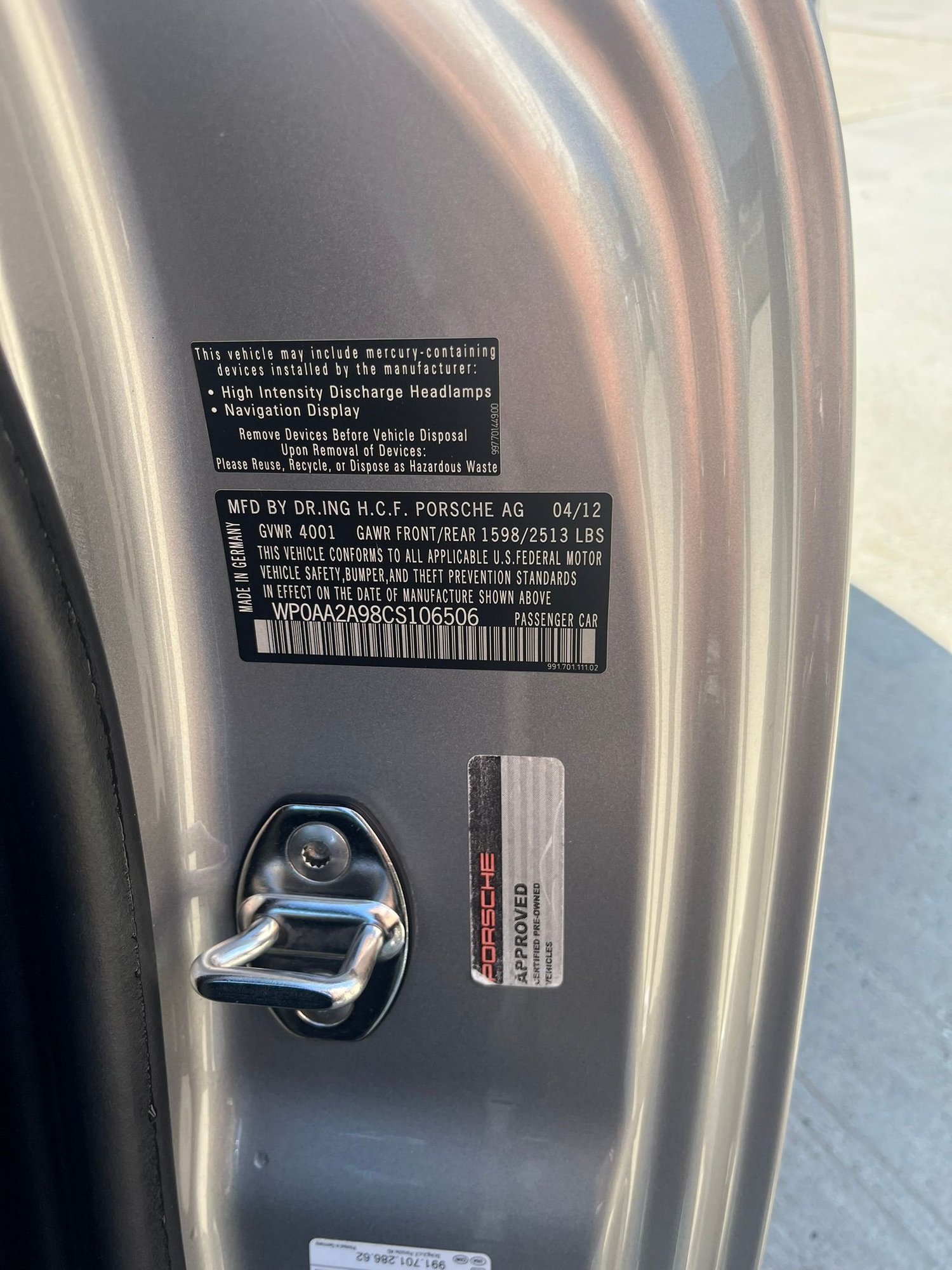 2012 Porsche 911 - 2012.5 911 Carrera 991.1 - Platinum Silver - PDK - Used - VIN WP0AA2A98CS106506 - 58,700 Miles - 6 cyl - 2WD - Automatic - Coupe - Silver - Brooklyn, NY 11249, United States