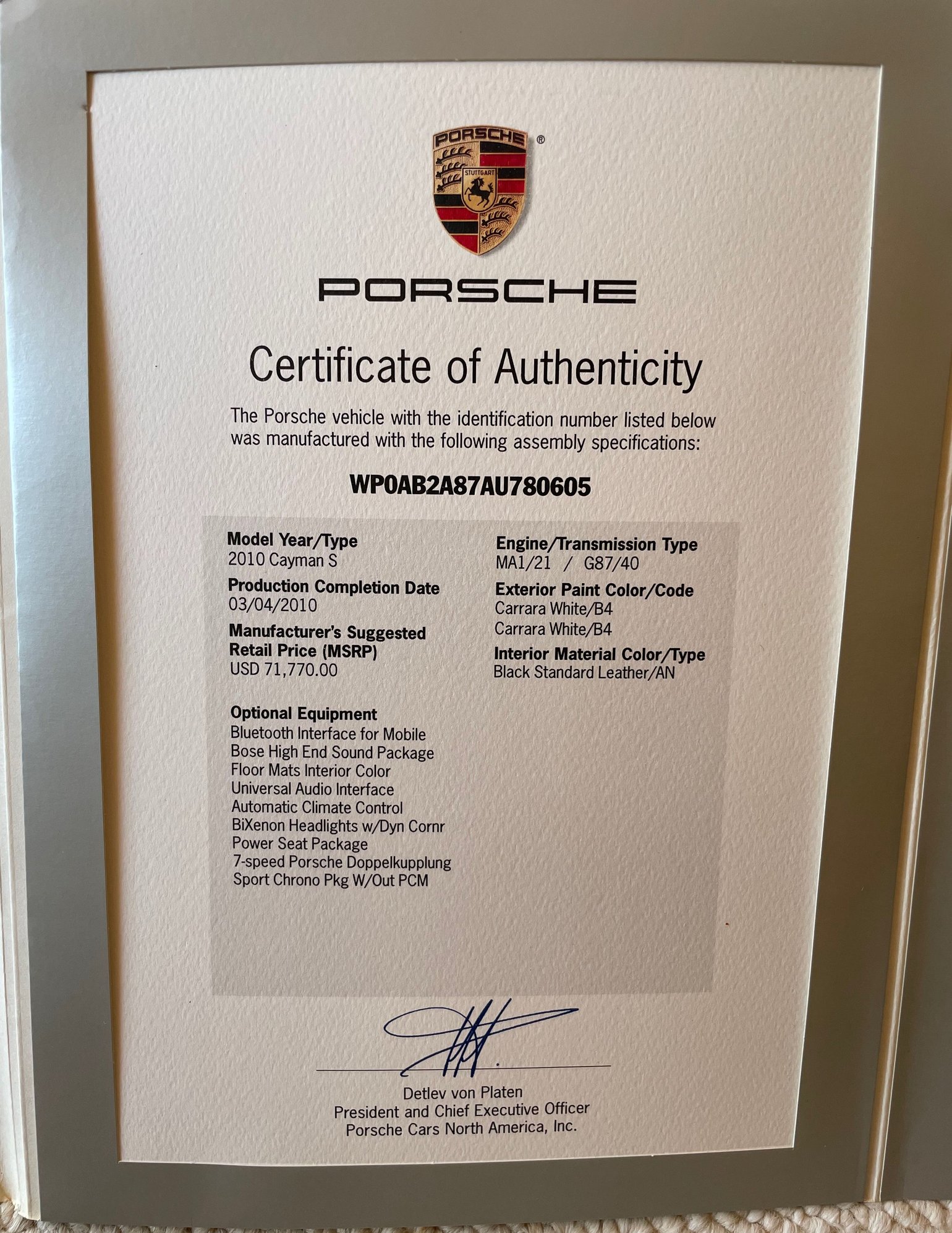2010 Porsche Cayman - 2010 Cayman S w/ Sport Chrono - Used - VIN WP0AB2A87AU780605 - 6 cyl - 2WD - Automatic - Coupe - White - Oceanside, CA 92056, United States