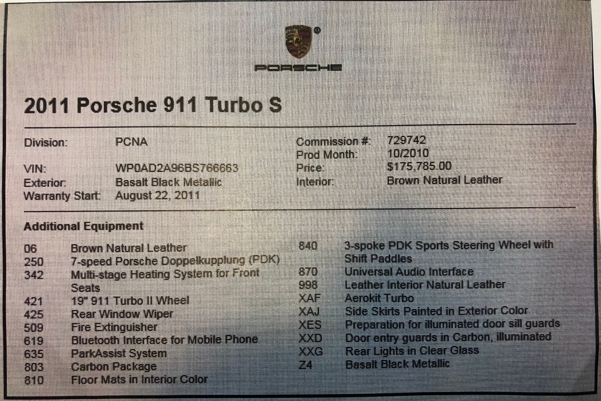 2011 Porsche 911 - Porsche 911 997.2 Turbo S Basalt Black/Brown Leather - Used - VIN WP0AD2A96BS766663 - 20,000 Miles - 5 cyl - AWD - Automatic - Sedan - Black - Miami, FL 33143, United States