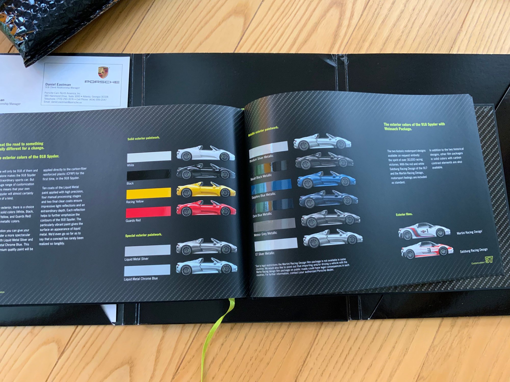 Miscellaneous - PORSCHE 918 SPYDER VIP CUSTOMER BROCHURE/PACKAGE 2013 - New - 2013 Porsche 918 Spyder - Winthrop, WA 98862, United States