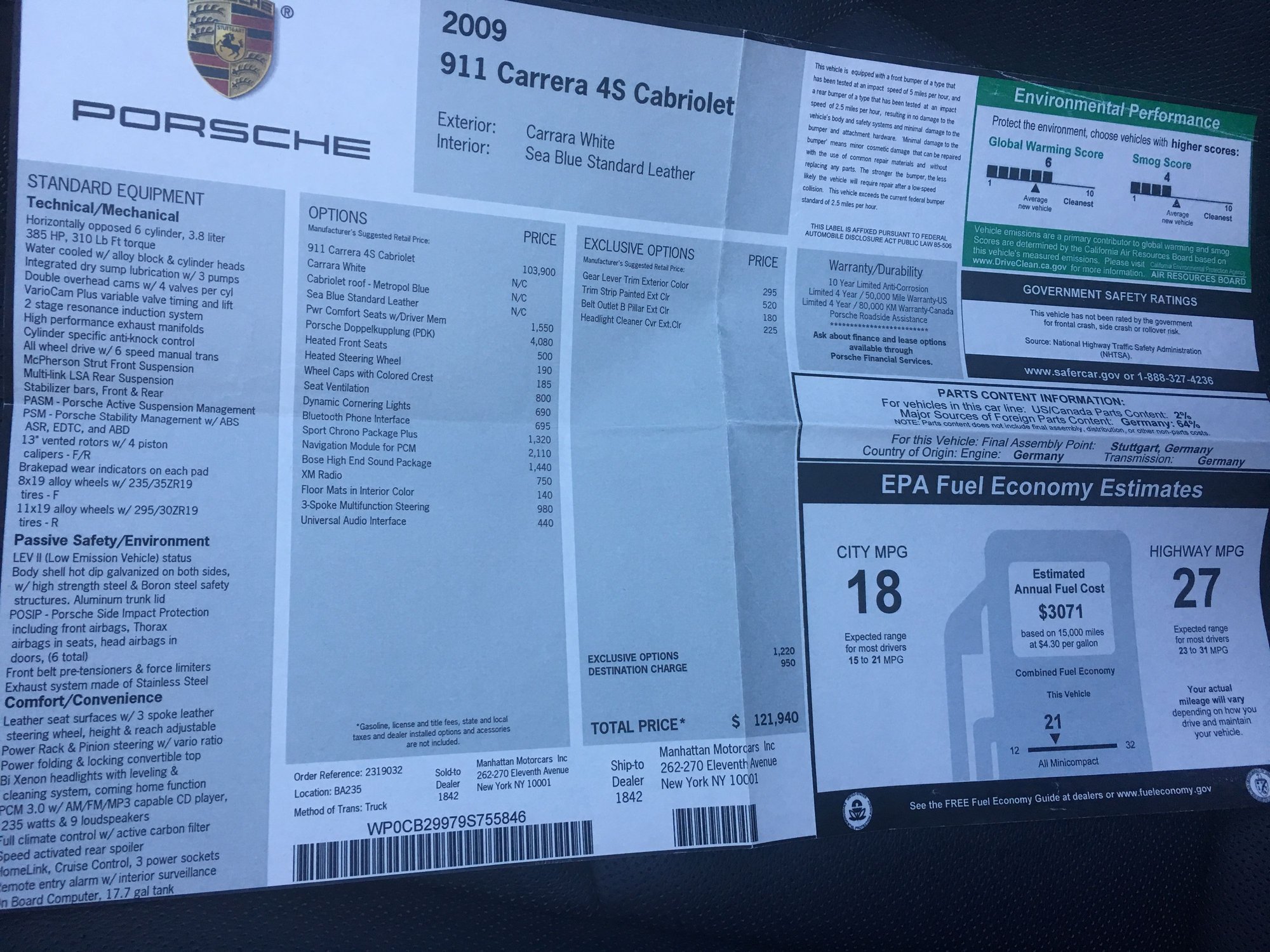 2009 Porsche 911 - 09 c4s - Used - VIN WPOcb29979s755846 - 6 cyl - 4WD - Automatic - Convertible - White - Shelton, CT 06484, United States