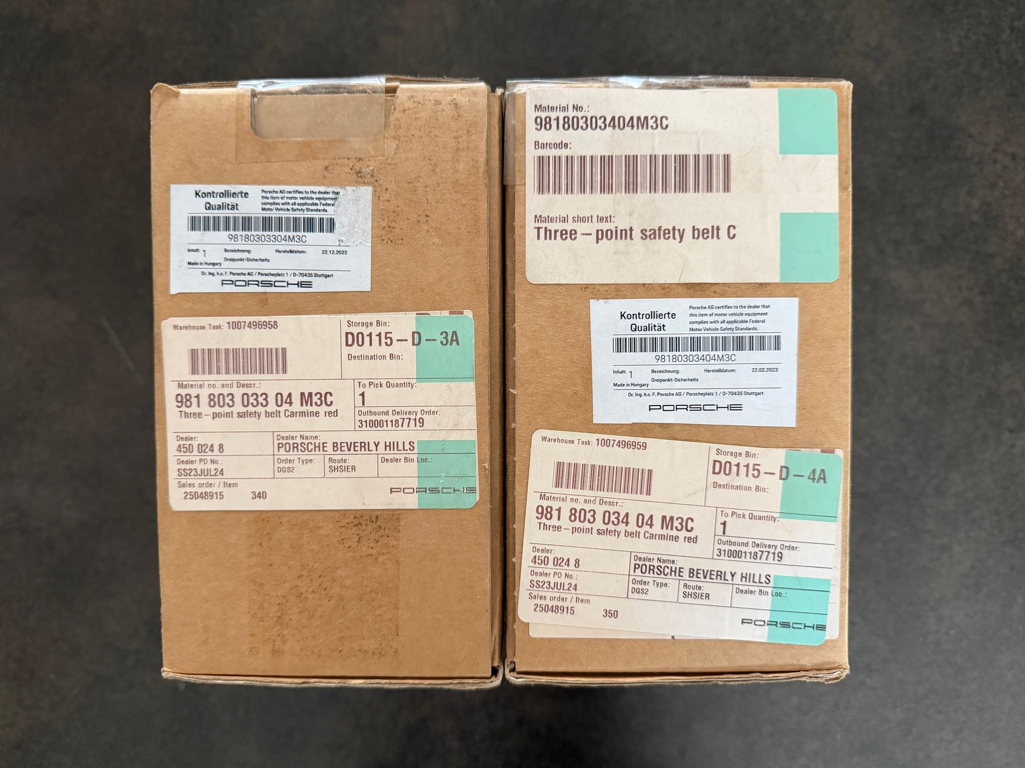 Interior/Upholstery - NEW Porsche OEM Three-point safety belts Carmine Red ALL 718 models - New - 2017 to 2024 Porsche 718 - Westlake Village, CA 91361, United States