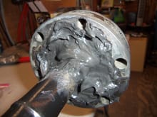 Front side of inner CV joint packed with grease.