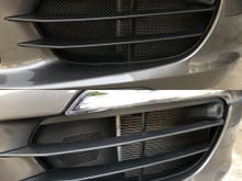 Before and after shot Porsche 911 991.1 after grills installed from www.radiatorgrillstore.com. 