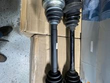 GKN shaft on the left and the OE on the right. I must assume they increased the shaft dia to add strength for the lack of hollow shaft. I have 3 or 4 sets of OE in stock for my track car but figured I would try these and see if they hold up to the expected 600hp I plan to push to the wheels. 