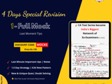 Utilize your EXAM DAYS at its best with our 4 Days Special Revision 1 Full Mock Test (45-55% Same Similar Q's) 2024 - CAtestseries.org

Register now on website or download our app catestseries

✅ New Notes + Guidance Videos
✅ Suggested Answer + Toppers Sheets for comparison
✅ Study Planners + Imp Q’s + Imp MCQs & Case Study MCQs
✅ Live Mentoring + Strategy + Targets

Coupon Code - MOCKS

Register : https://onelink.to/82b536

CAtestseries.org
78886-34515