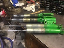 Bilstein Shocks, used but usable ( I did) Rear # : 70504887T1  300 180
Front: shaft 2205 0670 Body 96434-03284 
I painted them, they were only faded and dirty, I cleaned them up and used them until wife complained that car rode much too rough.  Went with H&R coil overs so she can smile when we ride. 