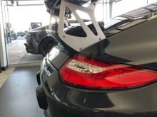 Photo of a genuine Porsche GT3-RS Wing at the local Porsche dealer