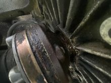 this is what it looks like when the leak starts - the flange is coming out of the diff.