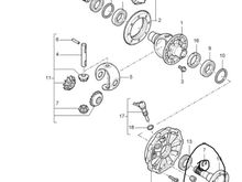 PET diagram for my 2007 porsche 987.1 5spd manual. circled part showing the circlip. i cannot see any teeth on the top of the flange.