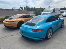 Pic of the tips prior to being cut to be flush with the bumper. I had a local machine shop do the work. You can see how they stick out about an inch.