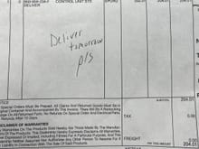 Receipt from dealer on purchase.  