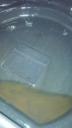 A few tiny metal flecks at the bottom of my drain pan. 