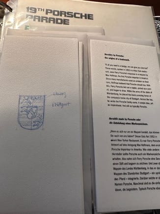 Many of these cotton Napkins illustrating the initial design of the Porsche crest.