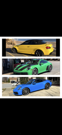 I luv vivid colors - the attached pic shows my current Shark Blue 911 cab, my old Python Green 911 coupe and my Satin Yellow BMW 135i cab. 

I would get PG again in a heartbeat and I get multiple complements on all these eye popping colors. 

I have zero interest in white, silver, black etc 🤣🤣🤣

