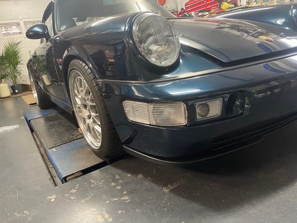 I need to drive it a little to settle but I am looking for close to this ride height. It allows me to access most aprons and I can fit my blocks under it for my lift. Any lower for a streetcar IMO is too low at least around here. 